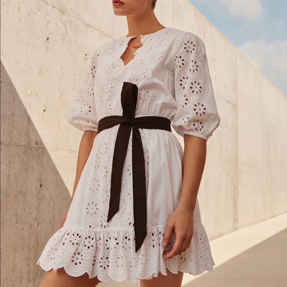 New J crew Scalloped Trim Tie Waist Eyelet Dress - Picture 10 of 10